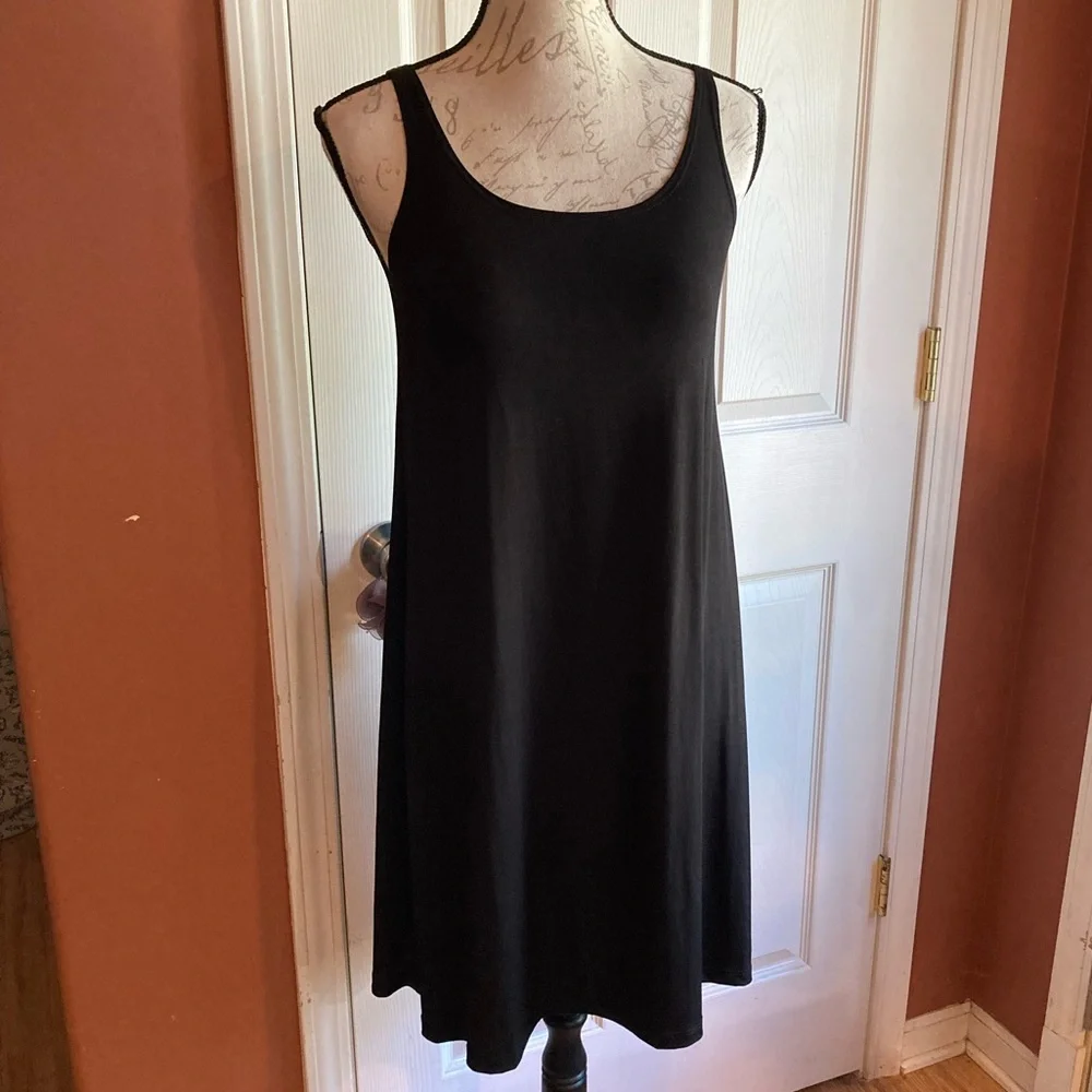 Designer Lisa Bayne Crinkle Asymmetric Sheer Overlay Midi Dress Black Grey XS - Picture 7 of 8
